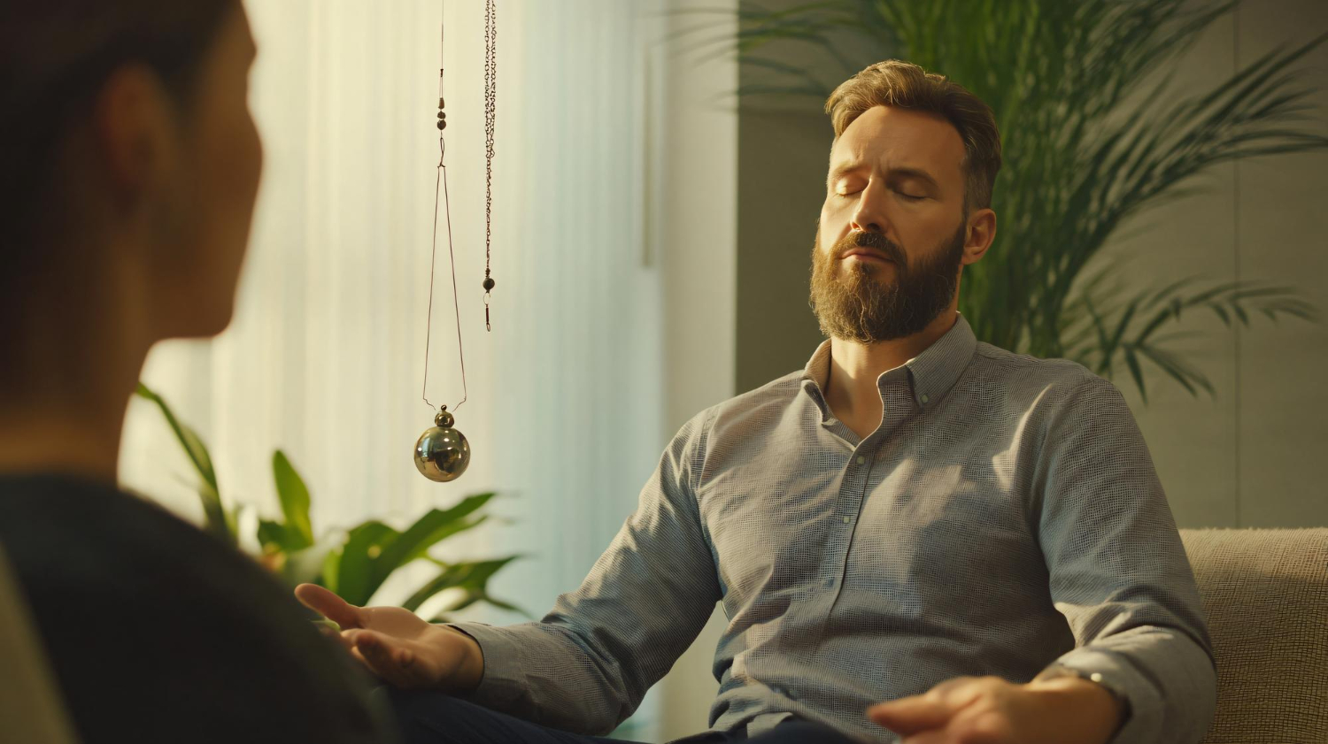 Hypnotherapist calming a client during a relaxation-focused hypnotherapy session